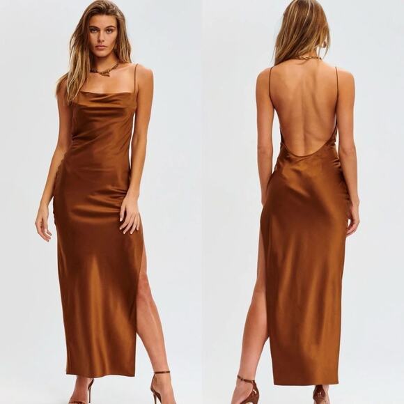 SER.O.YA Dresses & Skirts - SER.O.YA Bronze Callie Silk Slip Dress, NWT XS
